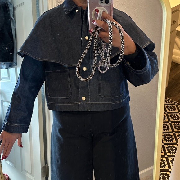 NWT! H&M EuropeDark Blue Denim Cape Jacket — Large - Picture 5 of 7